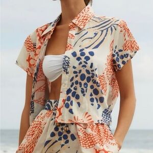 Farm Rio Lobster Print Button Down